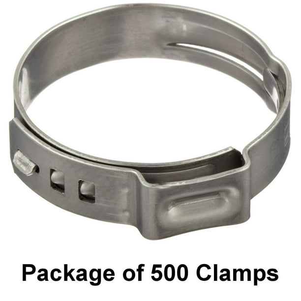 Clamp ID Range 16.6 mm - 19.8 mm One Ear Closed Open Pack of 25 7 mm Band Width Oetiker 16702498 Stepless Ear Clamp 